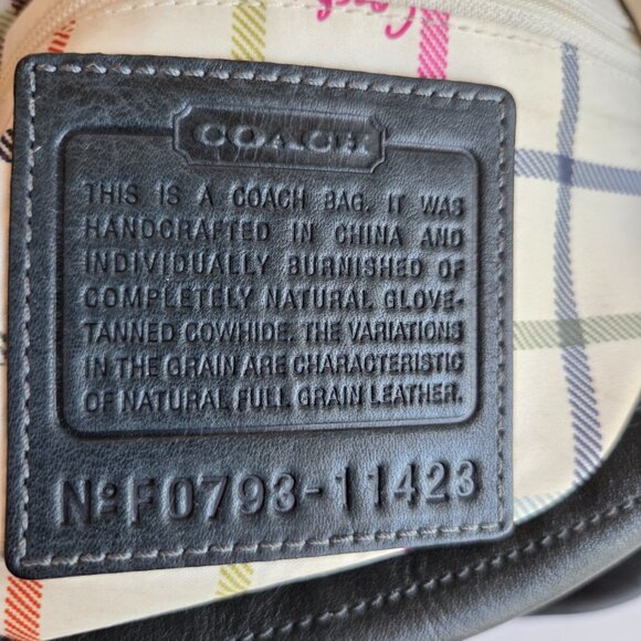 EUC Coach Legacy Bleecker Tattersall Large Leather Duffle #11423 in Navy - Picture 16 of 16